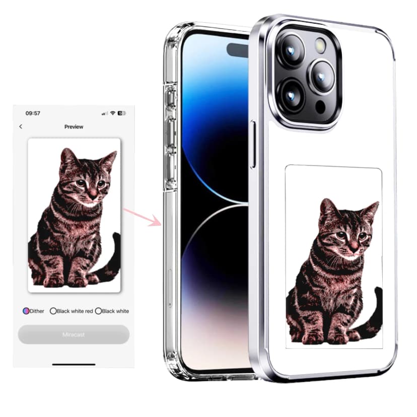 Gjør-det-selv Smart NFC e-blekkskjerm Mobildeksel for iPhone 13/14/15 Pro Max